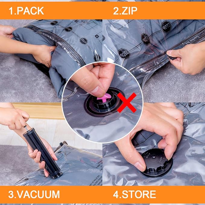 GONGSHI Vacuum Storage Bags, Space Saver Seal Bags For Clothing, Travel Luggage,Blankets, Comforters, Pillows, Clothes Storage.5 Large 5 Medium