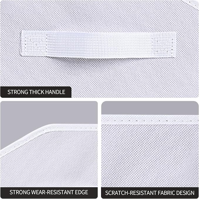 Homsorout Closet Baskets for Shelves - Decorative Storage Baskets with Handle, Trapezoid Closet Bins for Organization, Shelf Storage Bins for Clothes, Books, Home, Office, 8 Pack, White