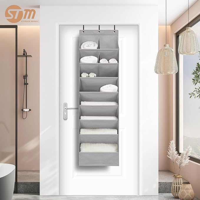 STORAGE MANIAC Over the Door Shoe Organizer Heavy-Duty Large Deep Pocket Hanging Shoe Organizer Shoe Rack Door Closet Shoe Organizer for Wall, Dorm & Narrow Door Storage Shoe Holder Grey, 2 Pack