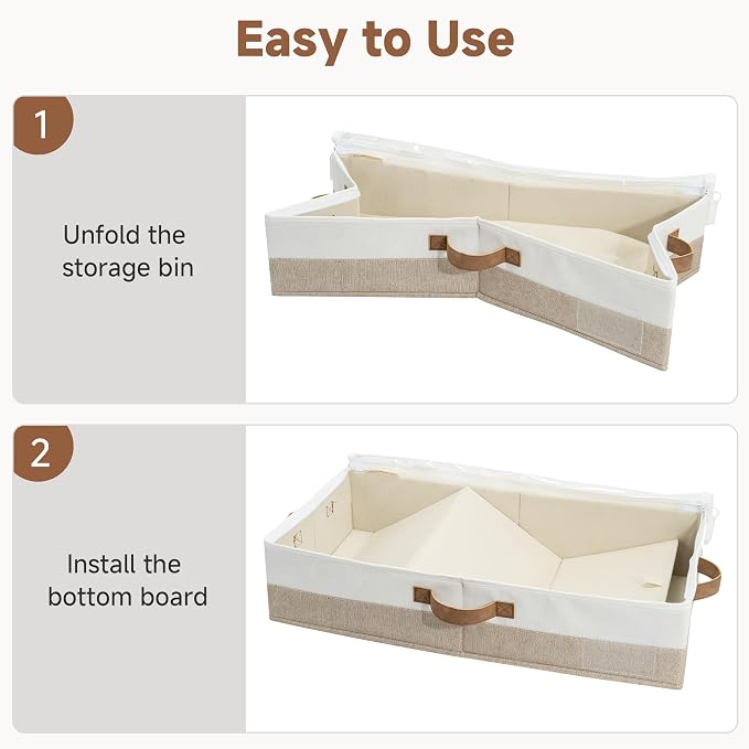 StorageWorks Under Bed Storage Containers - Underbed Storage with Handles and Label Holder, 2 Pack Ultra-thick Fabric Underbed Bins, Closet Organizer for Clothes, Blankets, Sweater