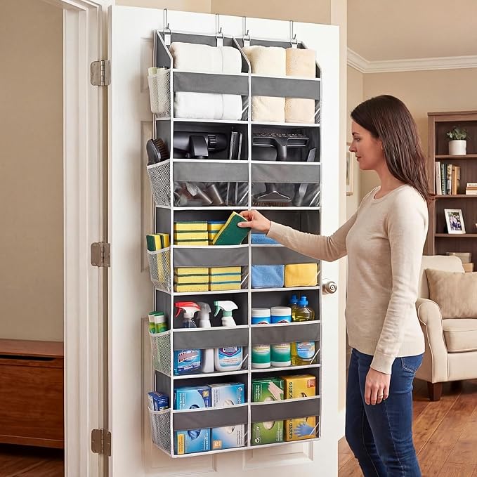 Ofiray-home 5-Tier Over Door Organizer, 10-Compartment Wide Storage Rack | 20" wide, 80 lbs for heavy family use, 10 side pockets, fits doors for closet, nursery, entryway, dorm, RV, laundry room
