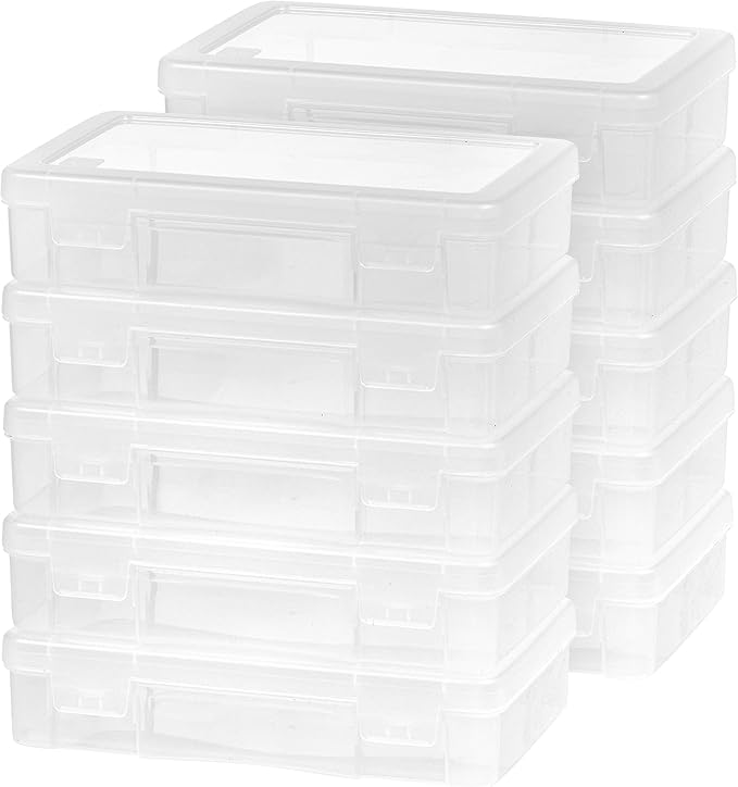IRIS USA Clear Cases |Made in USA| Plastic Box Organizers (10-Pack)- Medium | Bead Storage Organizing Containers with Snap Lid for Arts, Crafts, Ephemera, Stickers, & Dance Cheer