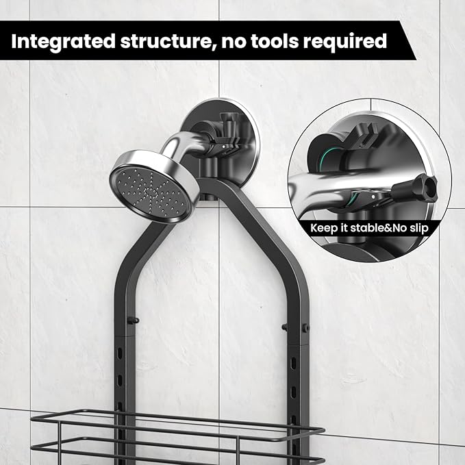 Shower Caddy Hanging, Adjustable Anti-Swing-Over The Shower Head Caddy, 3 Tier Stainless Steel Bathroom Storage Organizer Bathroom Shelves Basket Rack Shower Caddies (3Tier)