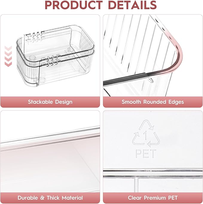 Expandable Drawer Organizer Set, Clear Adjustable Drawer Dividers, 4-Piece Storage Trays for Kitchen, Bathroom, Makeup, Office, Durable PET Material