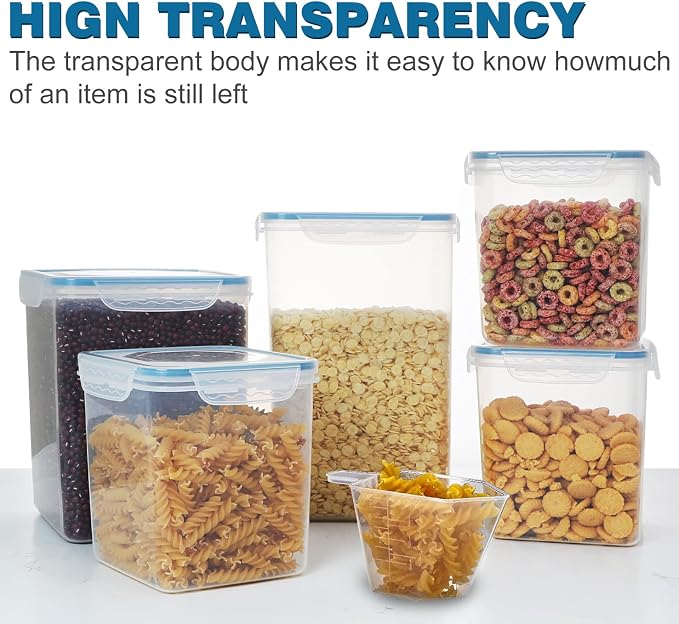 VERONES Large Tall Airtight Food Storage Containers, 10 PACK Containers Set | Plastic Airtight Kitchen & Pantry Organization, Ideal for Flour & Sugar Plastic Canisters with Labels