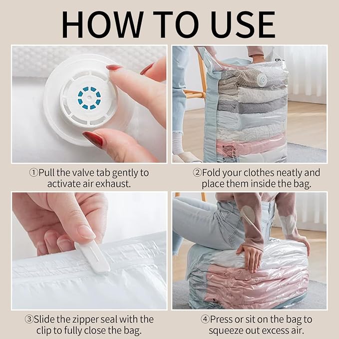 3 PACK No-Pump Vacuum Storage Bags, Large Cube Vacuum Seal Bags, Space Saver Bags for Clothes, Press & seal, No Pump Needed, Comforters, Blankets (31.5 * 39.4-3pack)