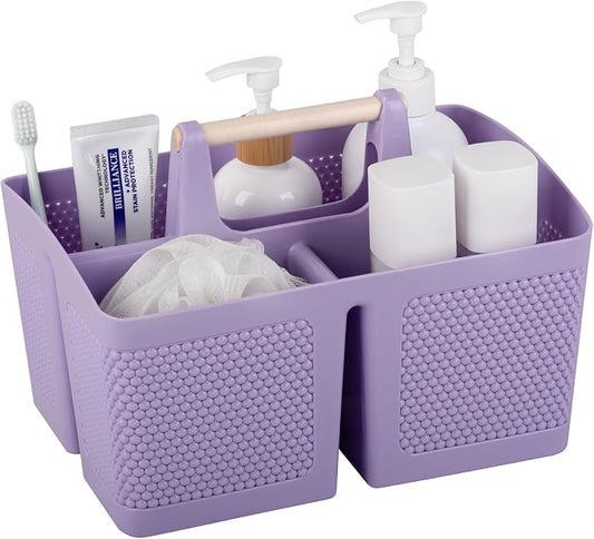 rejomiik Plastic Shower Caddy, Portable Shower Basket with Handle, Purple | Cleaning Caddy Organizer for Bathroom, College Dorm Room Essentials, Storage Tote