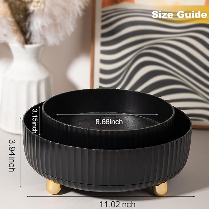 360 Rotating Makeup Perfume Organizer Skincare Tray, Large Black | 360 Degree Spinning Lazy Susan Organizer Lotion Cosmetics Storage for Dresser, Vanity, Bathroom Countertop