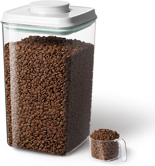 Dog Food Storage Container with 130ml Scoop – 4L/4.2qt Airtight Dog Food Container for Kibble & Treats, BPA-Free Cat Food Storage Container, Stackable Pop Lid Plastic Container with Lid