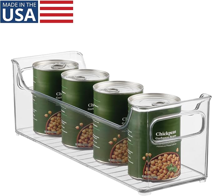 iDesign Stackable Plastic Pantry Bin with Handles, Clear | For Cabinets or Fridge, Made in USA