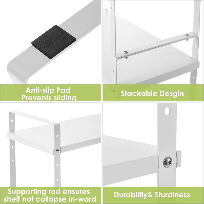Across-Star Expandable Cabinet Shelf Organizer Rack, Stackable Kitchen Counter Storage Shelves Stand, Adjustable Height Pantry Shelf Spice Rack