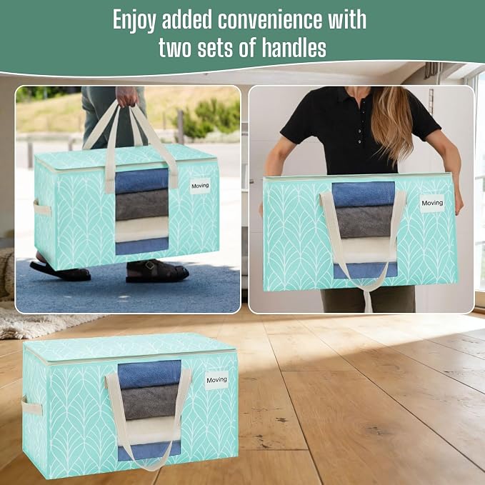 VENO Moving Bags, Wide Open Top, Clear Window, Evergreen, 8 Pack | Moving boxes Alternative, Heavy Duty, Storage Bags, Clothes and Comforter Storage, Packing Supplies, College Dorm Essentials