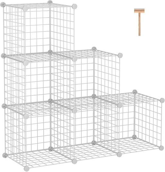 C&AHOME Wire Cube Storage, 6 - Cube Organizer Metal C Grids, Units, White | Modular Shelves Units, Storage Bins Shelving, Closet Organizer, Ideal for Home, Office, Living Room