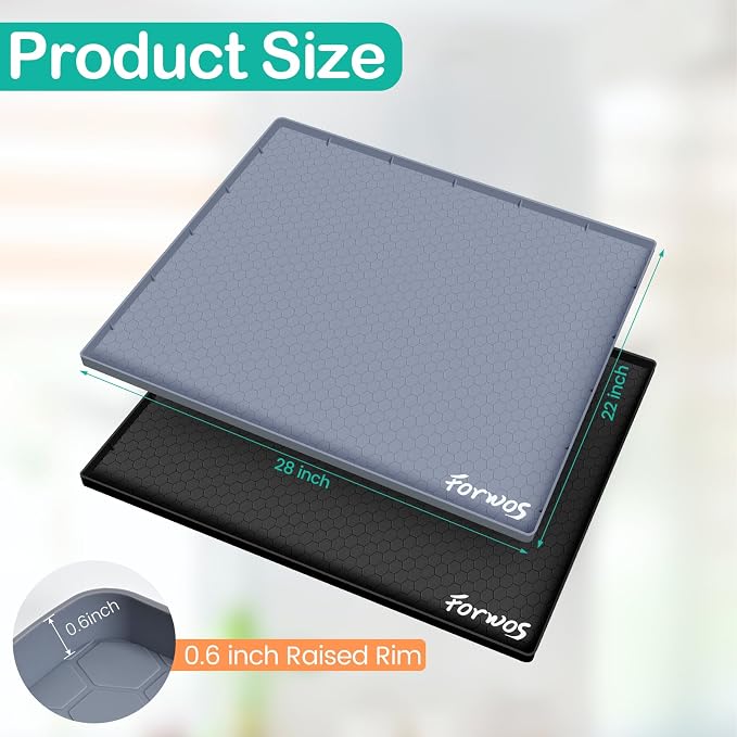 Silicone Under Sink Mat, 28"x22", Waterproof Cabinet Liner, Grey | Shelf Liner, Cabinet Protector, Home Organizer, for Kitchen, Bathroom, Multipurpose, Leak Proof, Easy Clean, Drip Tray, Clean
