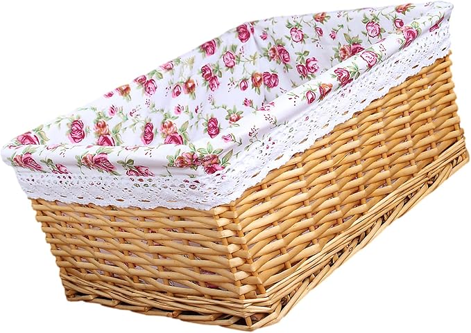 rismart Handmade Wicker Storage Baskets Woven Decorative Organizing Bins for Bedroom Bathroom Shelf Gold