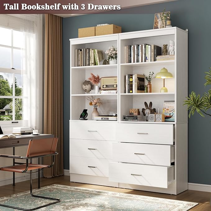 Aheaplus 47.2" Closet Drawers System, 3.94FT Wood Closet Organizer System with 6 Drawers, Modular Small Walk-in Closets Storage Unit, Set of 2, White (47.2" L x 13.8" W x 71" H)