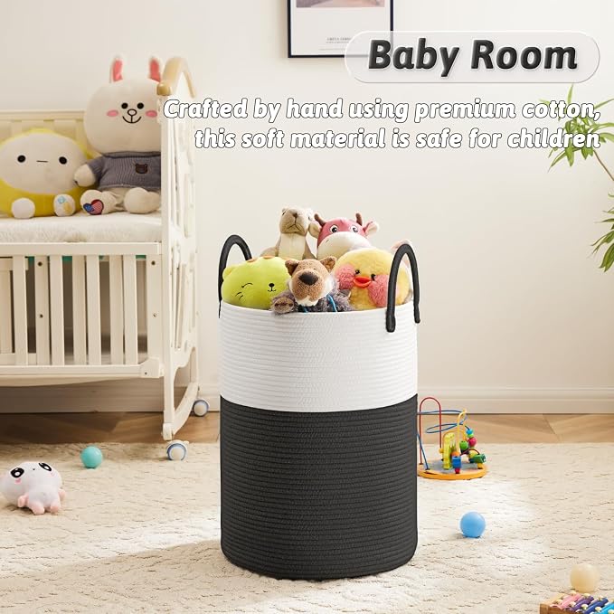 Artfeel Laundry Basket,Woven Cotton Rope Laundry Hamper,60L for Decorative Storage of Dirty Clothes,Toys and Blankets in Bathroom,Baby Room and Living Room