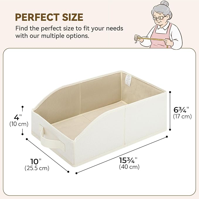 GRANNY SAYS Closet Organizers, 10"Lx15¾"Wx6¾"H Pearl White, 6-Pack | Fabric Storage Bins for Closet Shelves, Cube Shelf, Closet Organizers and Storage for Clothes, Purse, Toys, Towels