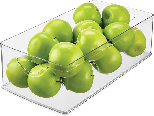 iDesign Stackable Clear Plastic Extra Long Storage Bin | Organizer for Kitchen Cabinet or Pantry