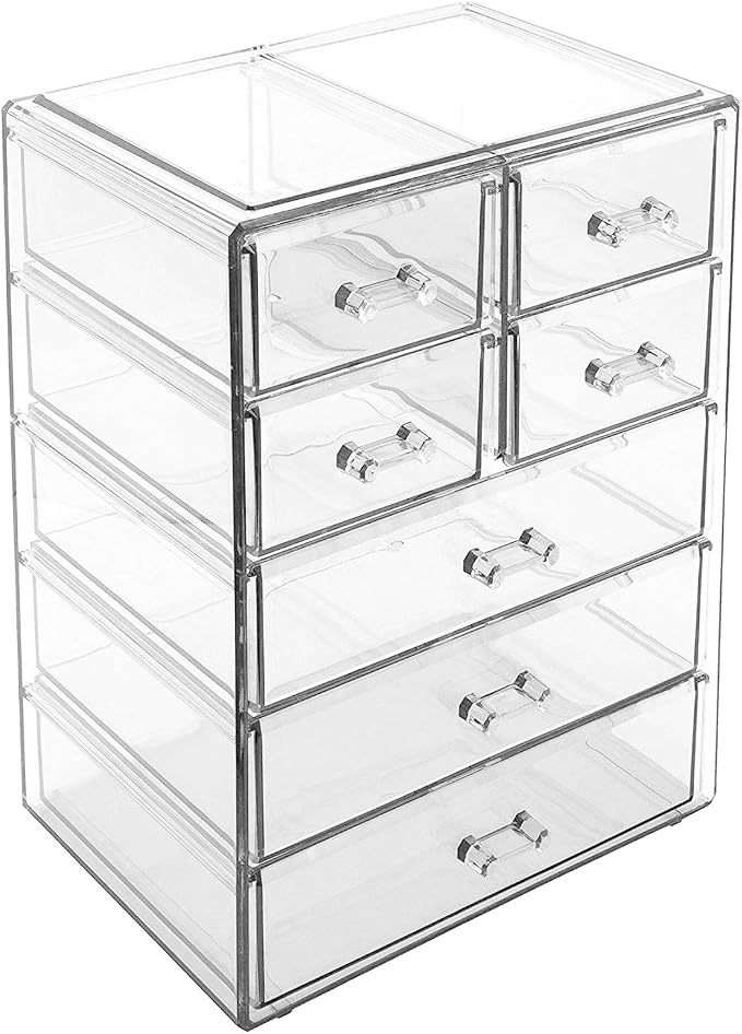 Sorbus Acrylic Makeup Organizer Set, 7-Drawer Vanity & Countertop Cosmetic Storage with Small & Wide Drawers, Clear Makeup Storage for Brushes, Lipsticks, Jewelry – Holiday Gift for Women & Teens