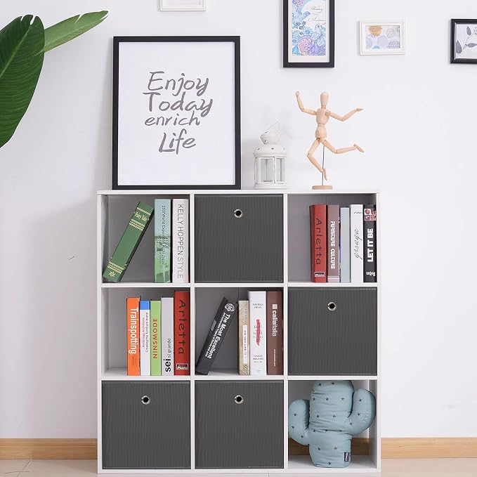 Foldable Storage Cubes Bins ,11 Inch Cloth Storage Cube Fabric Storage Box Cubes Organizer Baskets with Handles for Home Organizer Set of 8 (Grey)