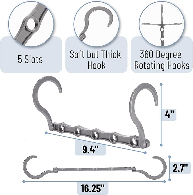 Mr. Pen- Space Saving Hangers, 8 pcs, 360° Rotating Hooks | Magic Cascading Hanger Organizer with 5 Enclosed Slots, Closet Organizers and Storage for Clothes