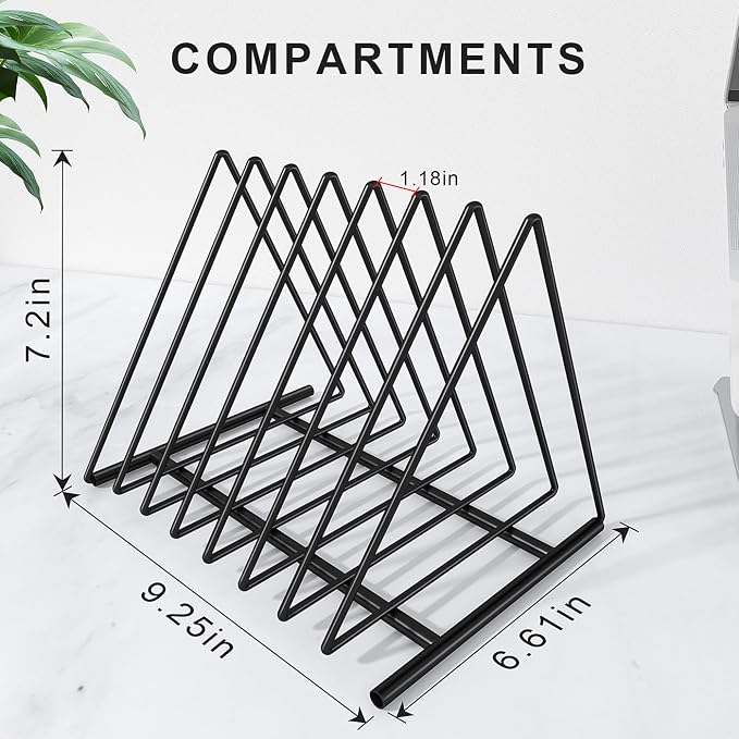 TOPCJ Triangle File Folder Racks,7 Sections File Holder,File Storage Sorter/Stand,Desktop File Organizer,Wire Organizer Rack,Magazine Folder Holder,Letter/Legal,Suitable to Hold Large/Small Items