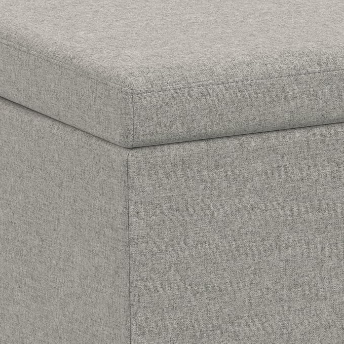 SIMPLIHOME Avalon 54" Wide Vegan Leather Storage Ottoman in Midnight Black | Contemporary lift-top ottoman with high-density foam; rectangle storage bench or coffee table for living room or entryway.