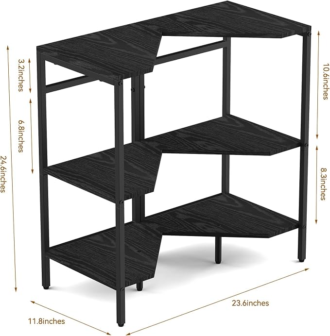 CADUKE Under Pedestal Sink Shelf, 2 Pack Under Sink Organizers and Storage, 3-Tier Pedestal Under Sink Storage Bathroom Vanity, Corner Shelf Stand for Bathroom, Kitchen, Living Room, Black