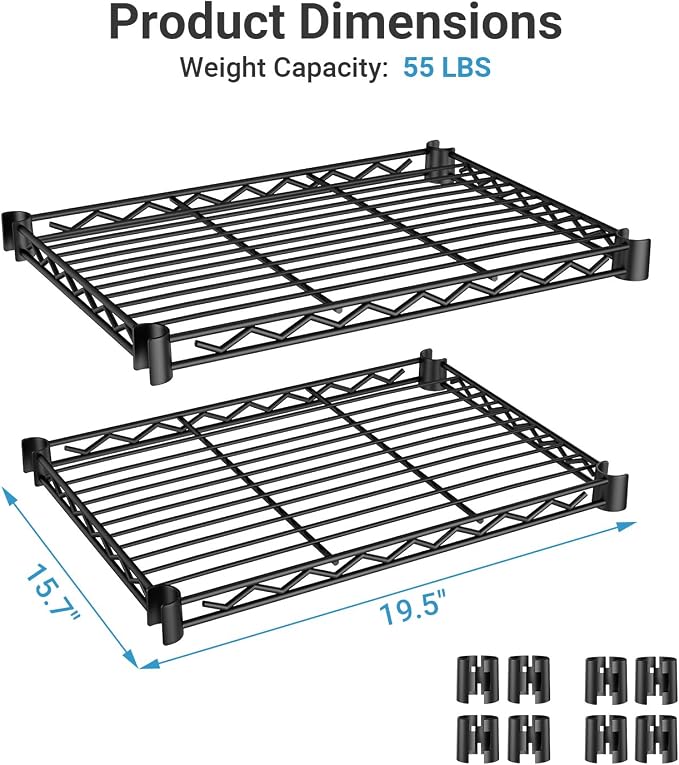 VIPEK 2Pack Wire Shelf for Clothes Rack, 19.5" x 15.7", Black | Wire Shelf Only Suitable for V5 Medium, V40, V60, V70 Clothes Rack Quick Installation