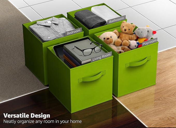 Sorbus Fabric Storage Cubes - 8 Foldable Storage Bins for Organizing Pantry, Cubbies, Toy Box - Clothes Storage & Closet Organizer - 11 Inch Collapsible Cube Baskets for Shelves with Handle