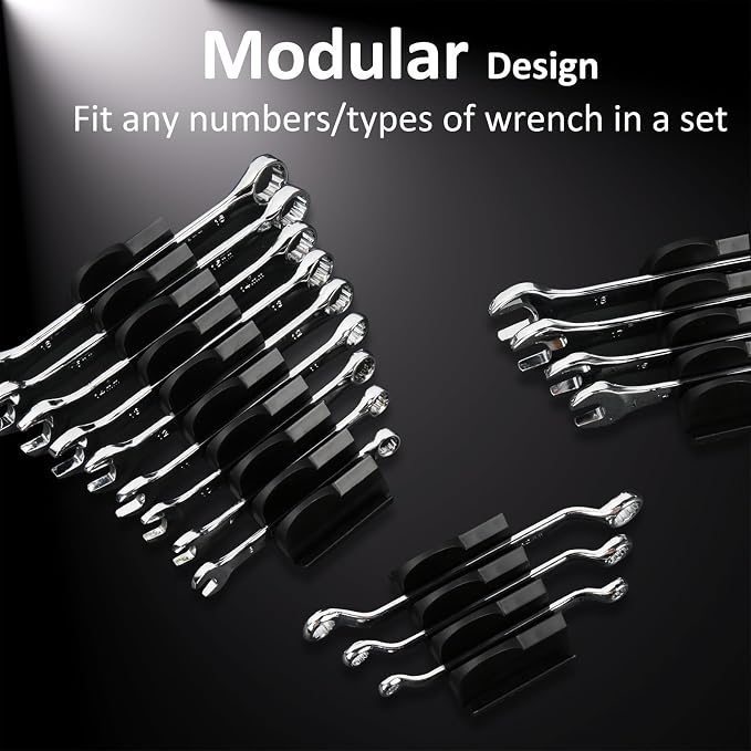 DEHOYI 80 pcs Modular Wrench Organizers for Tool Drawers - Wrench Rack with Metric & SAE Labels, Perfect Tool Storage Holder. Gift for father, brother and boyfriend (Without magnet)