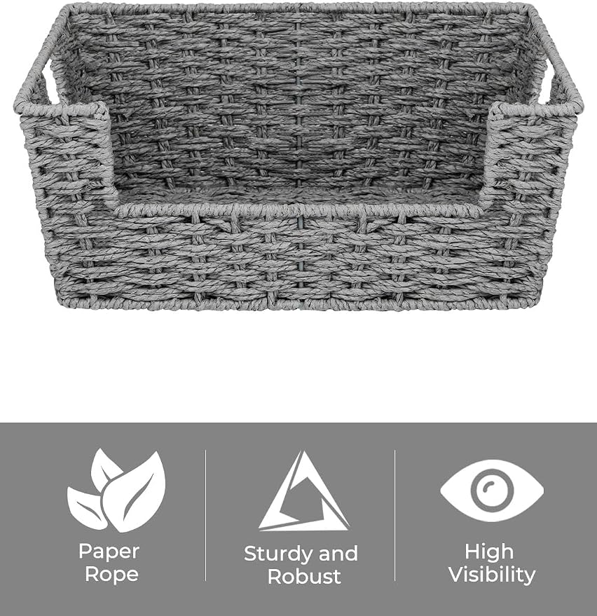 Storageworks Pantry Baskets For Organizing, Woven Baskets, Round Paper Rope
