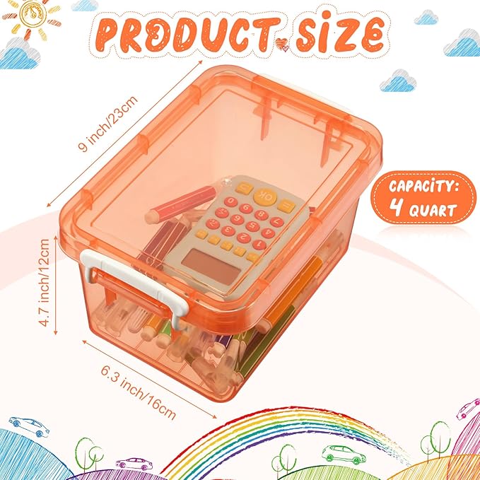 6 Pack Colorful Plastic Storage Bins with Lids 4 Quart Small Storage Latch Box Stackable and Nestable Clear Organizer Bins with Latching Handle and Buckle for Organizing(Sweet Color)