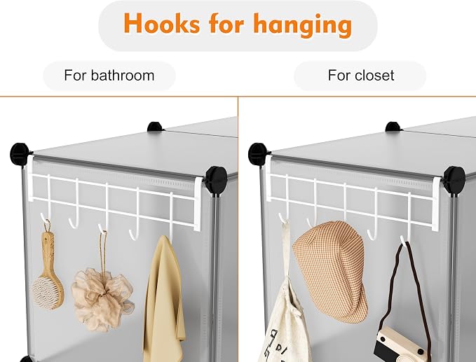 HOMIDEC Closet Organizers and Storage, 12 Cube Storage Organizer, Grey | Portable Closet Shelves Clothing Storage Closet Organization for Kids, Closet, Bedroom, Bathroom, Office