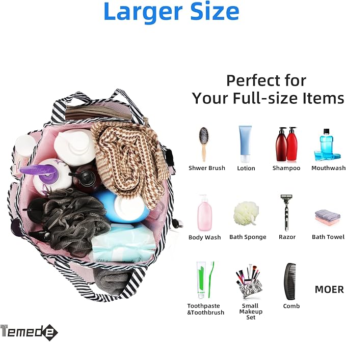 Temede Mesh Shower Caddy Portable for College Dorm Room Essentials | Large Capacity 8-Pocket Shower Tote Bag, Toiletry Bag with Quick-Dry and Dual Handles for Girls, Dorm, Travel, Camping