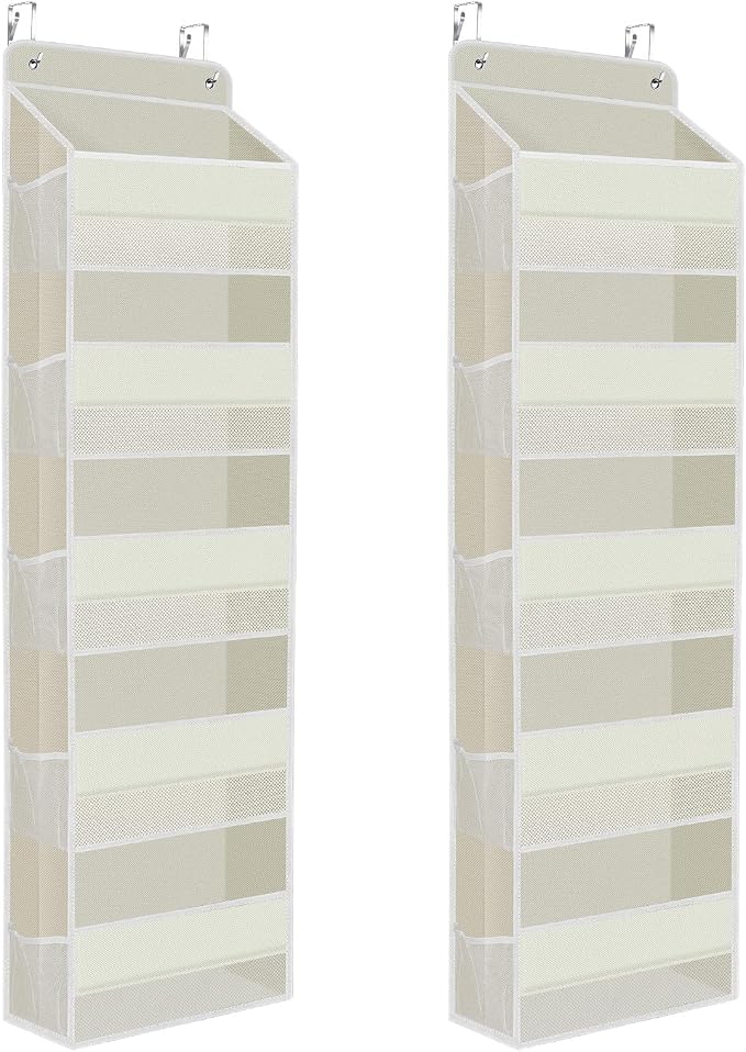 2 Pcs Over The Door Organizer Large Capacity Hanging Storage Room Organizer | 40 lb Capacity, Ultra-Sturdy, Foldable, Mesh Design with Clear Window, Space-Saving Organizer for Pantry, Nursery & Closet