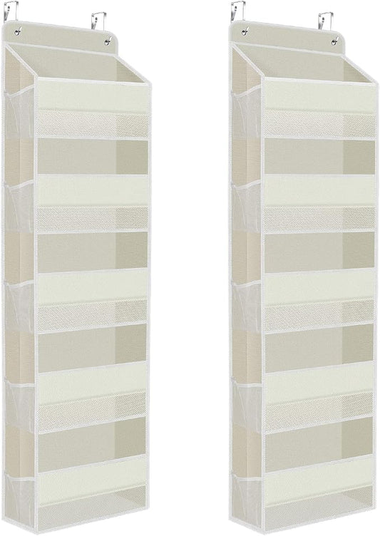 2 Pcs Over The Door Organizer Large Capacity Hanging Storage Room Organizer | 40 lb Capacity, Ultra-Sturdy, Foldable, Mesh Design with Clear Window, Space-Saving Organizer for Pantry, Nursery & Closet