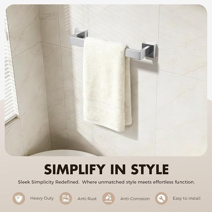 5-Pieces Brushed Nickel Bathroom Accessories Set, 16 Inch Towel Bar Set | Stainless Steel, Towel Ring, Toilet Paper Holder, Robe Hooks, Towel Racks for Bathroom Wall Mounted, Bathroom Hardware Set