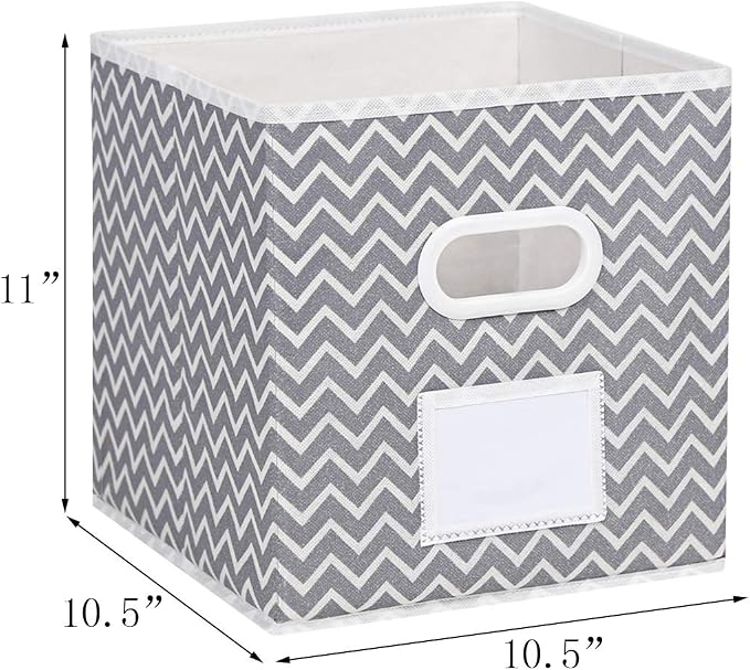 MAX Houser Fabric Cloth Storage Bins,Foldable Storage Cubes Organizer Baskets with Dual Handles for Home Bedroom Storage,Set of 6 (Grey)