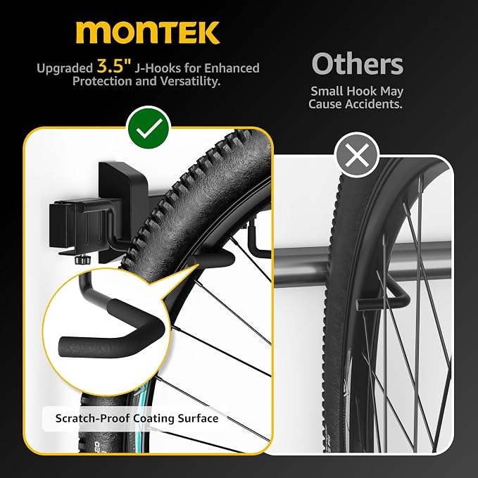 monTEK Enhanced Bike Storage Rack, Adjustable 4-Bike and 2-Helmet Hangers | Customizable for Various Bike Sizes, Heavy-Duty Steel Bike Wall Mount, Max Load 265lbs,for Indoor Bike Storage, 48-in