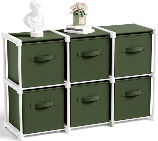 Briwooody 6 Cube Storage Organizer Storage Bins Shelf,Dark Green