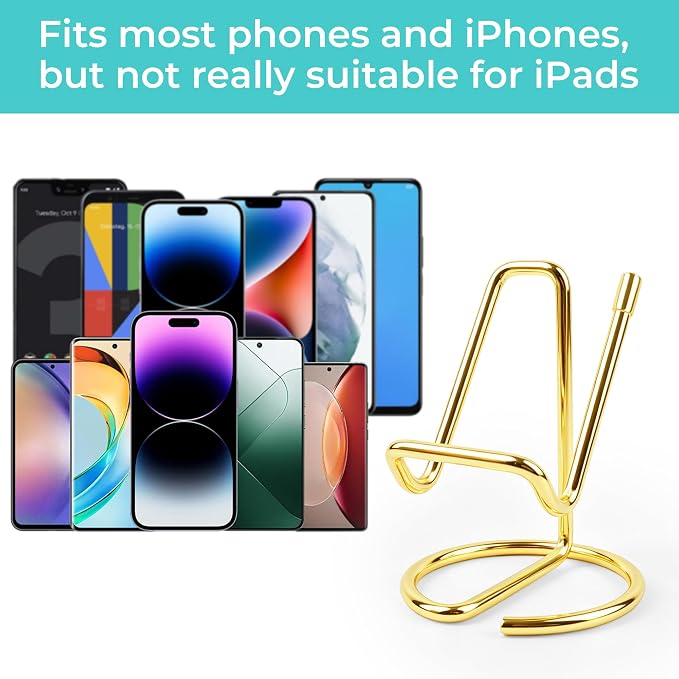 Gold Desk Accessories Set 3-in-1: Metal Business Card Holder & Pen Cup,Cell Phone Stand - Aesthetic Office Decor for Women - Metal Pencil Holder & Phone Holder for Desk Organizer