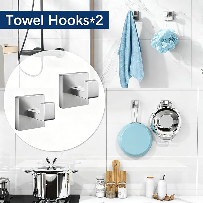 Gypie 24-Inch Extended Towel Bar Set Wall Mounted, Bathroom Accessory Set Brushed Nickel 5-Pieces Bathroom Hardware Set