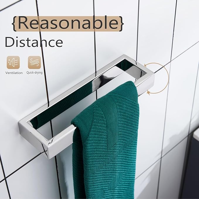 KOKOSIRI Towel Ring Chrome Hand Towel Bar Rack 9-Inch Kitchen Holder Polished Stainless Steel for Bathroom Hardware Wall Mounted, 1 Pack B4008CH-L9