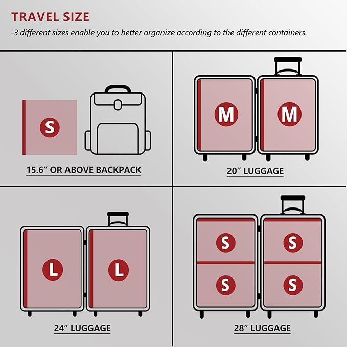 Travel Vacuum Bags for Clothing with Rechargeable Pump 24 Combo, Pink | Compression Packing Cubes Organizer Storage for Luggage Suitcase, Space Saver Seal Bags for Vacation Cruise