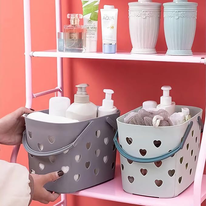 Portable Shower Caddy with handle Plastic Shower Basket Organizer, Grey | Bathroom Caddy Storage Tote Cleaning Supply Caddy for College Dorm, Kitchen, Pantry, Garage