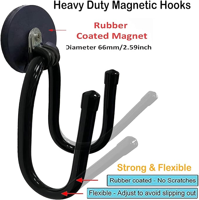 Pmsanzay 2 Pack Power Drill Tool Organizer Holder,Magnetic Tool Holders,Garage Tool Storage Rack,Heavy Duty Large Garage Magnet Utility Hooks with Rubber Coating, No Scratches - No Power Drill