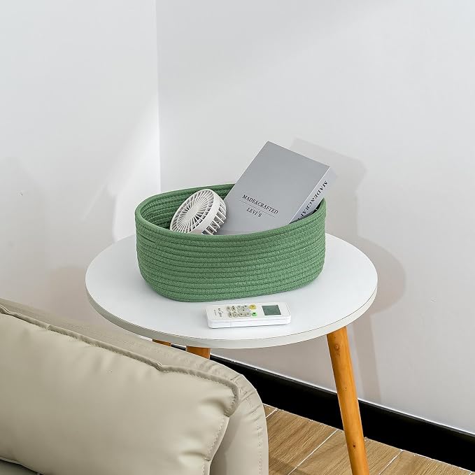 CubesLand Woven Rope Storage Basket Bins for Organizing | Cube Shelves Closet Basket, Long-lasting &Skin-friendly Toy Storage Baskets, Stylish Room Decor Basket, Green