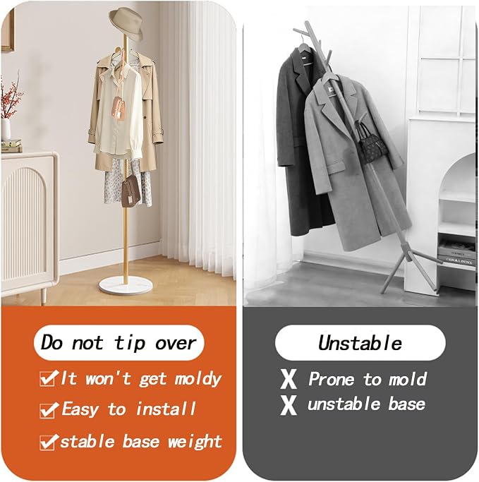 coat rack freestanding coat tree Marble base 3 height options metal coat rack jacket coat bag perchero heavy duty coat rack Available for hall office entryway black coat rack (black)